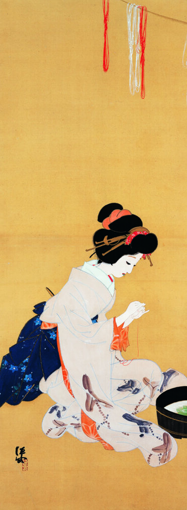 雪峨銘 日本画 美人画 原画 絵画 芸術 美術 額装 人物画 アート 美術品 培広庵コレクション 美人画の雪月花 岐阜県美術館で2025年4月19